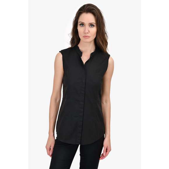 Jil Sander Black/Navy Trim Sleeveless Blouse Size S - Picture 1 of 3